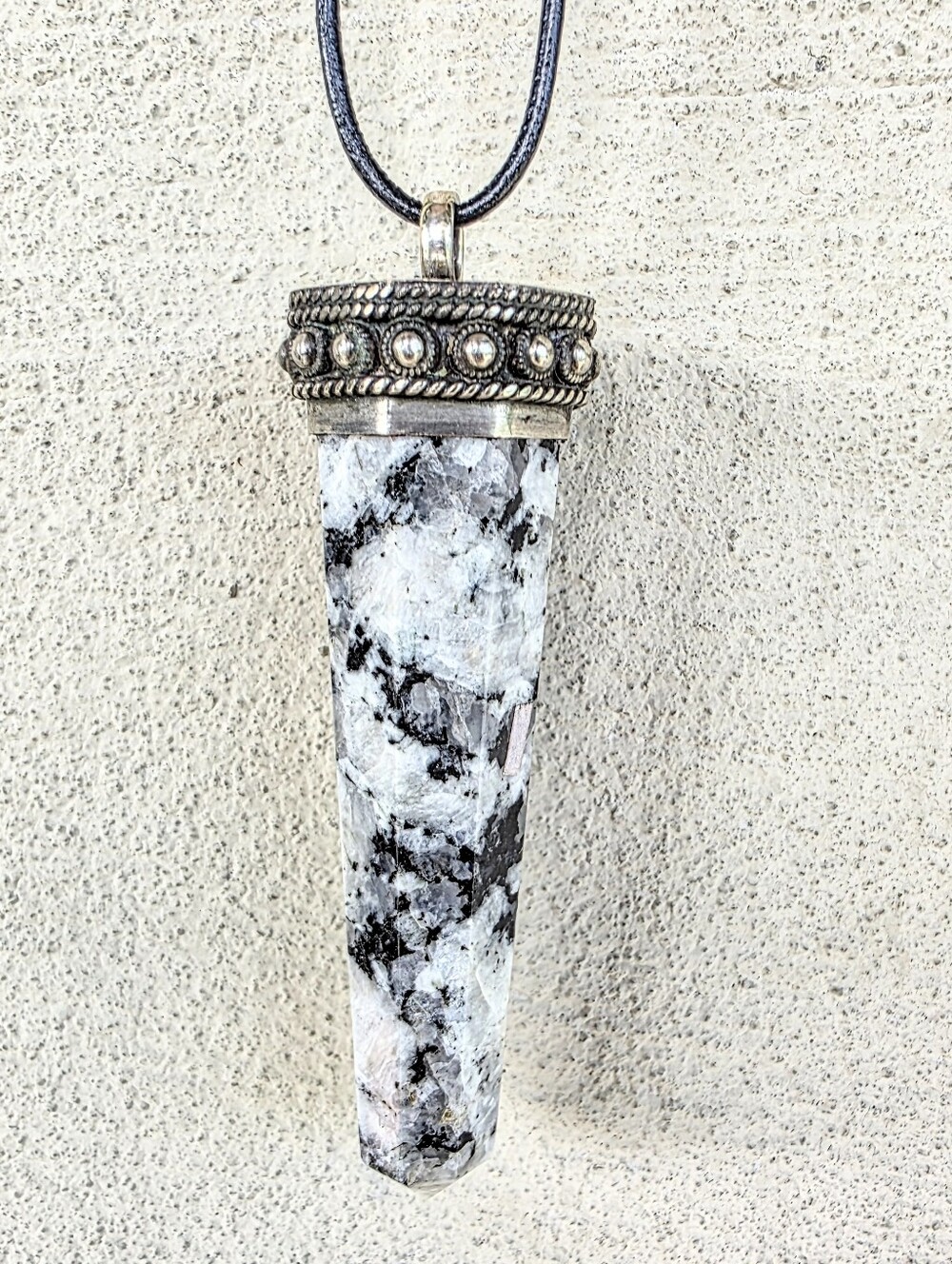 Rainbow Moonstone Tourmaline 8-Sided Pendant  (3.25")